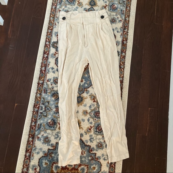 Petite garçon 1861 cream linen trousers high waist size s - Picture 2 of 10